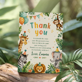 Cartão De Agradecimento Animais de Safari de Aniversário