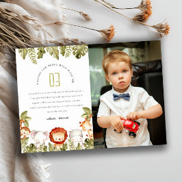 Cartão De Agradecimento Animais de Safari Tropical Selvagem Foto do Aniver