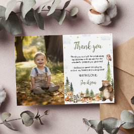 Cartão De Agradecimento Animais Fofos da Floresta Foto de Aniversário