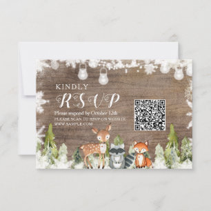 Cartão De Agradecimento Animais Invernos Flocos de neve de madeira Chá de