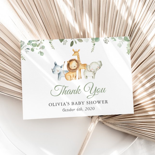 Cartão De Agradecimento Animais Safari, Selva, Animais Selvagens, Chá de f (Criador carregado)