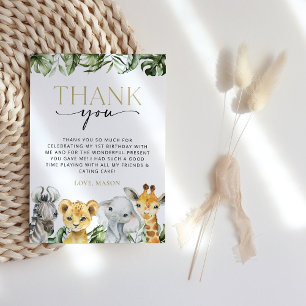 Cartão De Agradecimento Animais Selvagens, Safari, Selvagem Um, Primeiro A