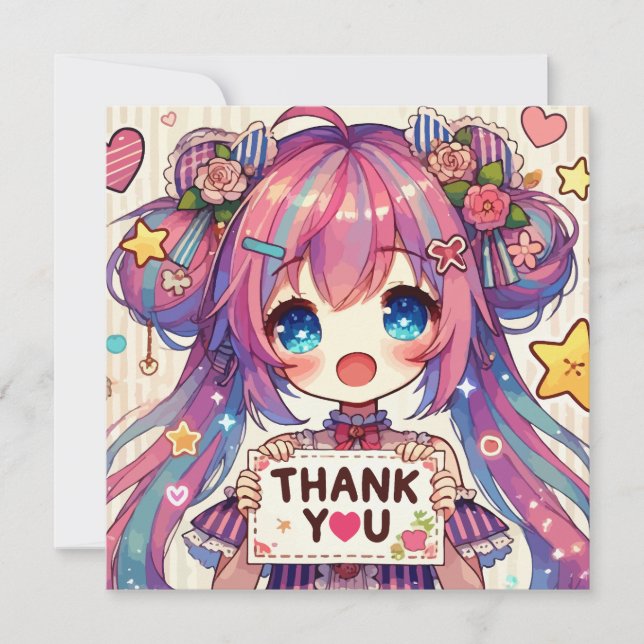 Cartão De Agradecimento Anime Girl (Frente)