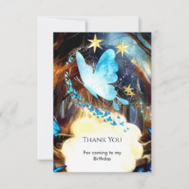 Cartão De Agradecimento Aniversário Borboleta Boho Azul