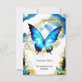 Cartão De Agradecimento Aniversário Borboleta Boho Pastel