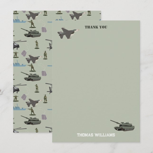 Cartão De Agradecimento Aniversário Camuflagem Verde Exército Camo Militar (Frente/Verso)