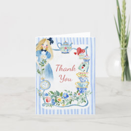 Cartão De Agradecimento Aniversário Colorido e Encantado da Alice no País