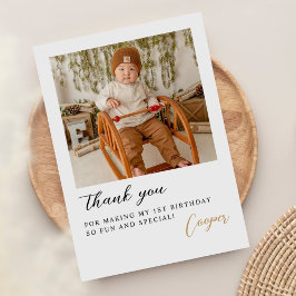 Cartão De Agradecimento Aniversário com Roteiro de Foto Moderno