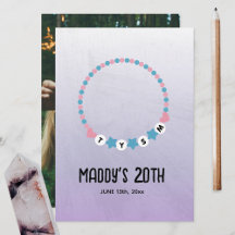 Aniversário da Amizade Bracelet TYSM Obrigado Roxo