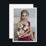 Cartão De Agradecimento Aniversário da Bat Mitzvah Fotográfica Elegante Si<br><div class="desc">O Cartões de agradecimentos de aniversário do Simple Elegant Photo Bat Mitzvah apresenta o texto elegante "Obrigado" em um roteiro de caligrafia branca na frente com sua mensagem personalizada no verso. Personalize editando o texto nas caixas de texto. Elaborado por ©Evco Studio www.zazzle.com/store/evcostudio</div>
