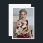 Cartão De Agradecimento Aniversário da Bat Mitzvah Fotográfica Elegante Si<br><div class="desc">O Cartões de agradecimentos de aniversário do Simple Elegant Photo Bat Mitzvah apresenta o texto elegante "Obrigado" em um roteiro de caligrafia branca na frente com sua mensagem personalizada no verso. Personalize editando o texto nas caixas de texto. Elaborado por ©Evco Studio www.zazzle.com/store/evcostudio</div>