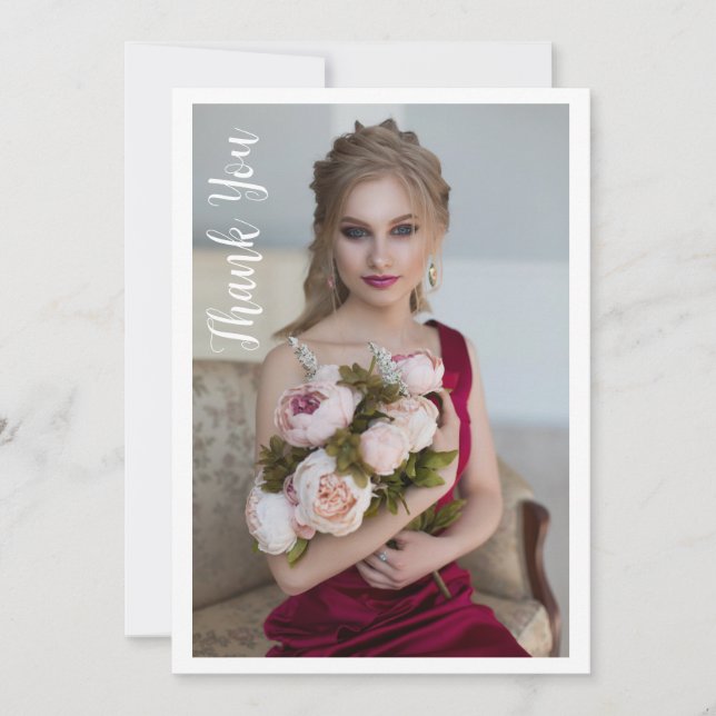 Cartão De Agradecimento Aniversário da Bat Mitzvah Fotográfica Elegante Si (Frente)