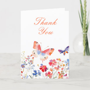 Cartão De Agradecimento Aniversário da Borboleta Floral Summer