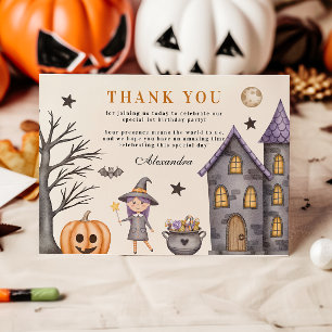 Cartão De Agradecimento Aniversário da Bruxa Bebê Doce e Spooky