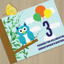 Cartão De Agradecimento Aniversário da Coruja