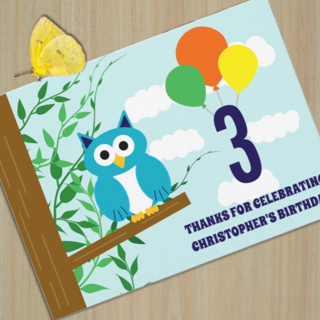 Cartão De Agradecimento Aniversário da Coruja (Criador carregado)