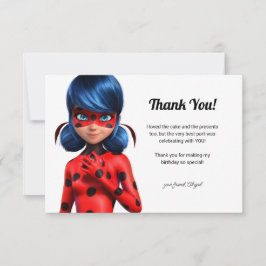 Cartão De Agradecimento Aniversário da Menina do Ladybug