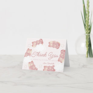 Cartão De Agradecimento Aniversário da Menina do Urso Gummy Rosa