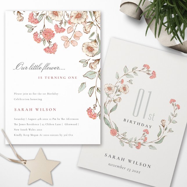 Cartão De Agradecimento Aniversário da Menina Rosa Fresca Bonita (Criador carregado)