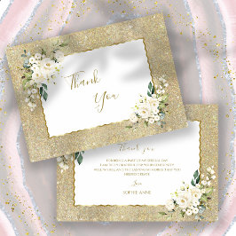 Cartão De Agradecimento Aniversário da Mulher das Flores Brancas Elegante 