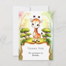Cartão De Agradecimento Aniversário da Pequena Girafa Caprichosa