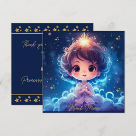 Cartão De Agradecimento Aniversário da Pequena Princesa Estrelada Twinkle