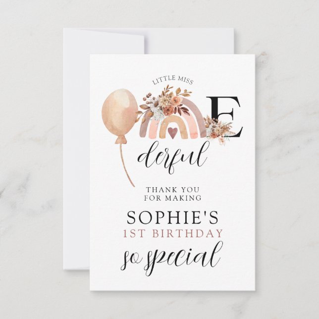 Cartão De Agradecimento Aniversário da Rainbow Girl (Frente)