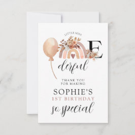 Cartão De Agradecimento Aniversário da Rainbow Girl