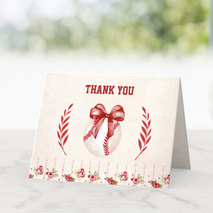 Cartão De Agradecimento Aniversário da Vintage Floral do Arco Vermelho Coq