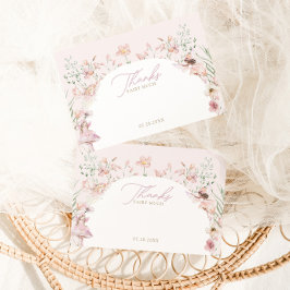 Cartão De Agradecimento Aniversário das Moças Florais Fadas Rosa