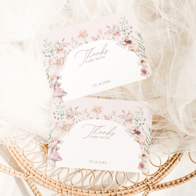 Cartão De Agradecimento Aniversário das Moças Florais Fadas Rosa (Criador carregado)
