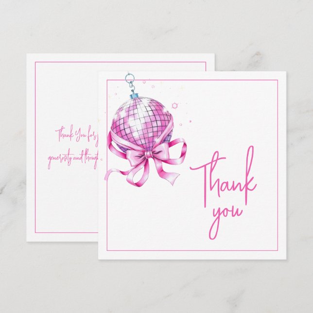 Cartão De Agradecimento Aniversário de 16 anos Coquette Rosa Aquarela (Frente/Verso)