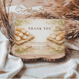 Cartão De Agradecimento Aniversário de 1 ano da Holi Cannoli Whimsical Bak