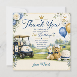 Cartão De Agradecimento Aniversário de 1 ano de golfe com carrinho de golf