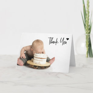 Cartão De Agradecimento Aniversário de 1 ano Personalizado Foto Moderno ha