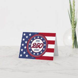 Cartão De Agradecimento Aniversário de 250 anos da América com a bandeira 