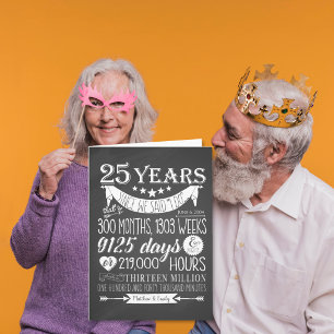 Cartão De Agradecimento aniversário de 25 anos de casamento, quadro negro,