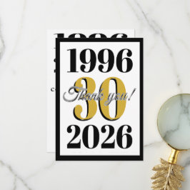 Cartão De Agradecimento Aniversário de 30 anos Milestone Vintage 1996
