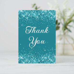 Cartão De Agradecimento Aniversário de 40 anos de Turquesa Escuro Glittery