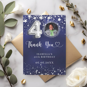 Cartão De Agradecimento aniversário de 40 anos marinho fotografia de estre