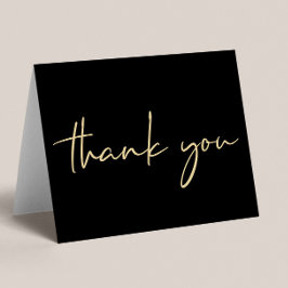 Cartão De Agradecimento Aniversário de 40 anos preto Elegante Dourado