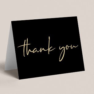 Cartão De Agradecimento Aniversário de 40 anos preto Elegante Dourado
