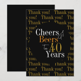 Cartão De Agradecimento aniversário de 40 anos Saúde e Cervejas Obrigado