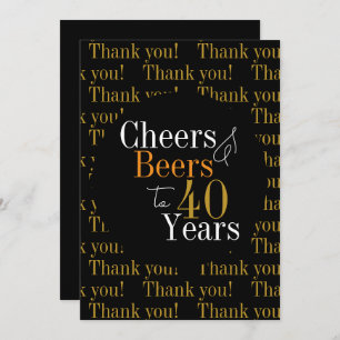 Cartão De Agradecimento aniversário de 40 anos Saúde e Cervejas Obrigado