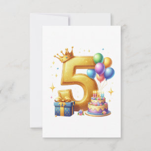 Cartão De Agradecimento Aniversário de 5 anos dourado