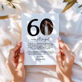 Cartão De Agradecimento Aniversário de 60 anos com Foto Moderna