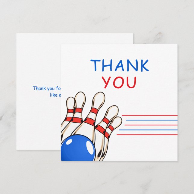 Cartão De Agradecimento Aniversário de 6 anos com tema de boliche Vermelho (Frente/Verso)