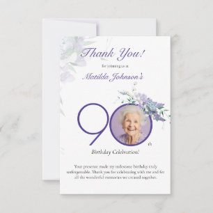 Cartão De Agradecimento Aniversário de 90 anos com foto personalizada eleg