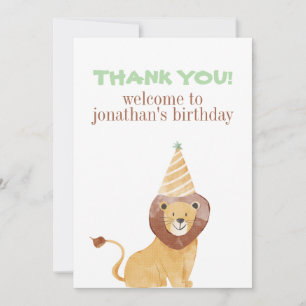 Cartão De Agradecimento Aniversário de Animais Selvagens Cutes