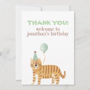 Cartão De Agradecimento Aniversário de Animais Selvagens Cutes